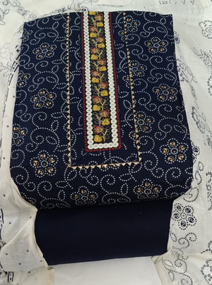 DRAVINAM Trends Women's Ethnic Pure Cotton Jaipuri Printed Unstitched Salwar Suit Dress Material with Dupatta