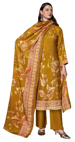 DRAVINAM Trends Women's winter wear unstitched hand work Woollen Pashmina Suit Dress Material with Pashmina Printed Shawl Dupatta
