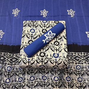 DRAVINAM Trends Unstitched Jaipuri Handmade Multicolour Wax Batik Print Soft Cotton Dress Material with Dupatta