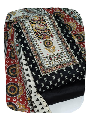 DRAVINAM Trends Women's Cambric Cotton Dress Material | Unstitch Kalamkari Printed Suit Set with Cotton Dupatta