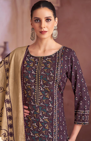 DRAVINAM Trends Women's Unstitched Rayon Salwar Suit Dress Material – Viscose Rayon Printed Hand work Top, Rayon Unstitch Bottom and Embroidered Cotton Dupatta