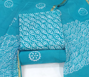DRAVINAM Trends Unstitched Jaipuri Handmade Wax Batik Print Soft Cotton Dress Material with Dupatta