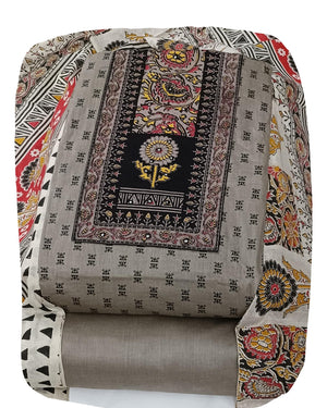 DRAVINAM Trends Women's Cambric Cotton Dress Material | Unstitch Kalamkari Printed Suit Set with Cotton Dupatta