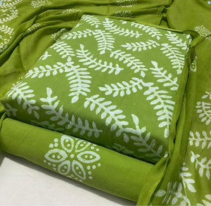 DRAVINAM Trends Unstitched Jaipuri Handmade Wax Batik Print Soft Cotton Dress Material with Dupatta