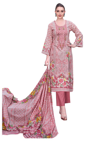 DRAVINAM Trends Unstitched Pakistani Embroidered Pure Cambric Cotton Salwar Suit Dress Materials with Cotton Dupatta