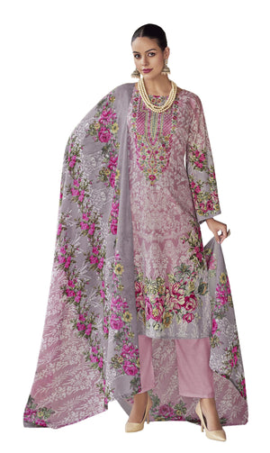 DRAVINAM Trends Unstitched Pakistani Embroidered Pure Cotton Salwar Suit Dress Materials with Cotton Dupatta