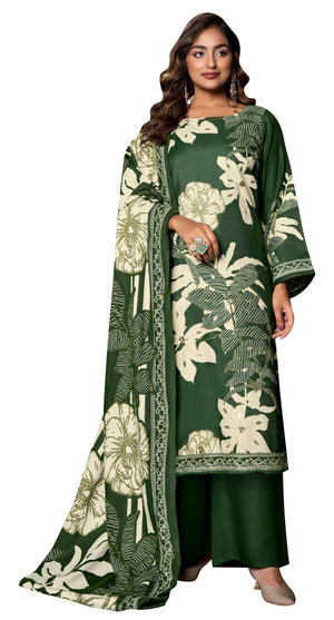 DRAVINAM Trends Women's winter wear unstitched hand work Woollen Pashmina Suit Dress Material with Pashmina Printed Shawl Dupatta