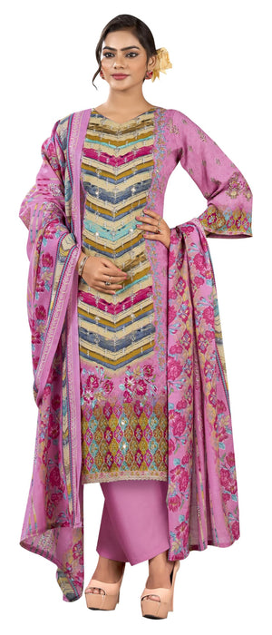 DRAVINAM Trends Women’s Ethnic Suit (Stitched, 3-Piece Set)– Heavy Viscose Rayon Designer Kurta with Heavy Handwork (2.5 m), Cotton Mal Mal Printed Dupatta (2.3 m), Bottom (3 m) (GOLDENROD, XL)