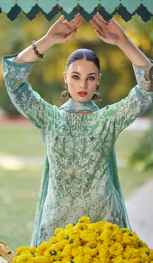 DRAVINAM Trends Women's Unstitched Premium Cotton Suit Material - Soft Cotton Digital Printed Embroidered Kameez II Unstitch Bottoms II Cotton Malmal Printed Dupatta