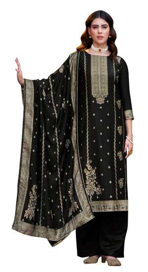 DRAVINAM Trends Women's Pure Viscose Pashmina Jacquard Unstitch Salwar Suit Dress Material with Jacquard Twill Pashmina Warm Shawl Dupatta