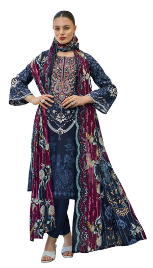 DRAVINAM Trends Kurti 2.50 mtrs, Pure Cotton (3 mtrs apx), Pure MAL MAL Cotton Dupatta Digital Print|Light Grey
