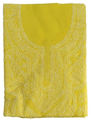 DRAVINAM Trends Women’s Cotton Unstitched Chikankari Suit Set with Dupatta & Bottom | Hand-Embroidered Lucknowi Dress Material | Premium Ethnic Wear for Women | Free Size (3-Piece)