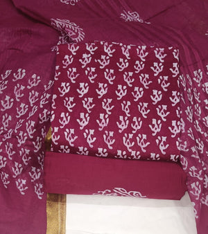 DRAVINAM Trends Unstitched Jaipuri Handmade Wax Batik Print Soft Cotton Dress Material with Dupatta