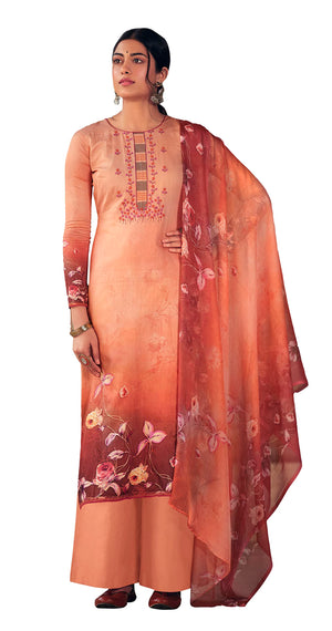 DRAVINAM Trends Women's Office Wear Pure Jam Cotton Digital Printed Heavy Embroidered Salwar Suit Material with Pure Bemberg Half Pure Four Side Lace Dupatta/Chunni (Green)