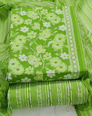 DRAVINAM Trends Jaipuri Printed Pure Cambric Unstitched Cotton Suit Dress Material with Chiffon Printed Dupatta