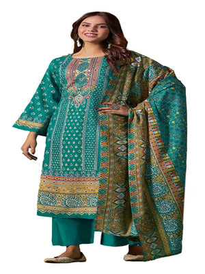 DRAVINAM Trends Women's Unstitched Salwar Suit Dress Material - Cotton Digital Printed Organza Embroidered Kameez II Unstitch Bottoms II Cotton Dupatta