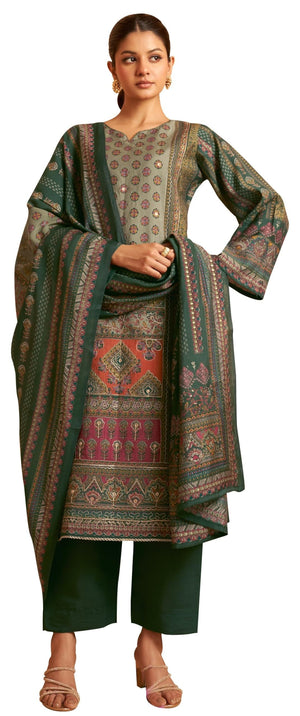 DRAVINAM Trends Women's Unstitched Maslin Suit Material - Embroidered Digital Printed Foil Masline Top II Masline Bottoms II Maslin Digital Dupatta