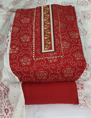 DRAVINAM Trends Women's Ethnic Pure Cotton Jaipuri Printed Unstitched Salwar Suit Dress Material with Dupatta
