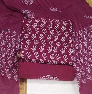 DRAVINAM Trends Unstitched Jaipuri Handmade Wax Batik Print Soft Cotton Dress Material with Dupatta