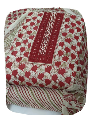 DRAVINAM Trends Women's Cambric Cotton Dress Material | Unstitch Printed Suit Set with Cotton Dupatta