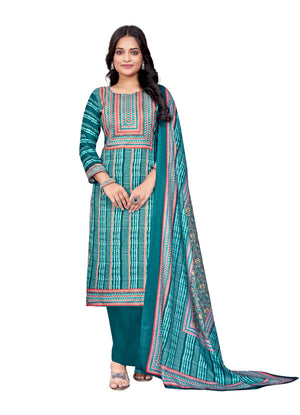 DRAVINAM Trends Pashmina Digital Kani Kashmiri Printed Unstitched Salwar Suit for Women with Digital Shawl Dupatta