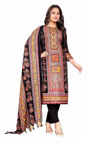 DRAVINAM Trends Women's Pakistani Printed Pashmina Unstitch Salwar Suit Dress Material with Pashmina Printed Shawl Dupatta