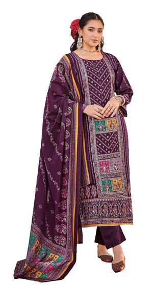 DRAVINAM Trends Women's Unstitched Viscose Maslin Digital and Foil printed Pakistani Embroidered Suit Dress Material with Unstitched Maslin Bottoms and Pure Maslin Dupatta