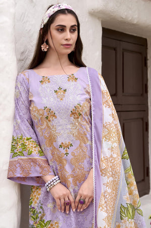 DRAVINAM Trends Women's Unstitched Salwar Suit Dress Material - Cotton Digital Printed Organza Embroidered Kameez II Unstitch Bottoms II Cotton Dupatta