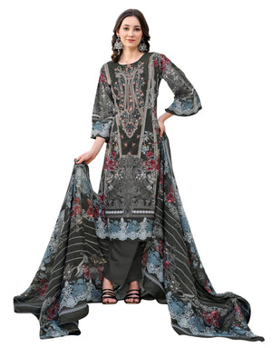 DRAVINAM Trends Women's Unstitched Salwar Suit Dress Material - Cotton Digital Printed Organza Embroidered Kameez II Unstitch Bottoms II Cotton Dupatta