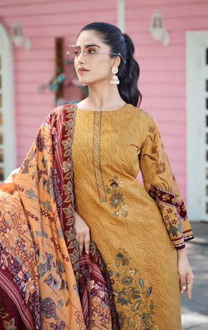 DRAVINAM Trends Women's Unstitched Salwar Suit Dress Material - Cotton Digital Printed Organza Embroidered Kameez II Unstitch Bottoms II Cotton Dupatta