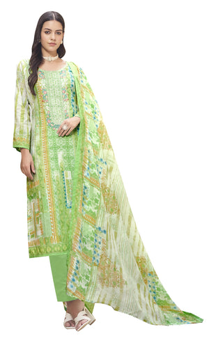 DRAVINAM Trends Kurti 2.50 mtrs, Pure Cotton Salwar (3 mtrs apx), Pure Cotton Mal Mal Print (2.30|Sand Grey