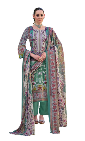 DRAVINAM Trends Women's Unstitched Salwar Suit Dress Material - Cotton Digital Printed Organza Embroidered Kameez II Unstitch Bottoms II Cotton Dupatta