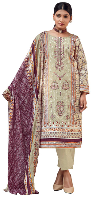 DRAVINAM Trends Women's Unstitched Salwar Suit Dress Material - Cotton Digital Printed Organza Embroidered Kameez II Unstitch Bottoms II Cotton Dupatta