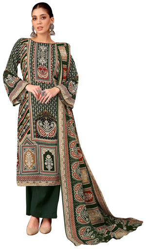 DRAVINAM Trends Women's Unstitched Salwar Suit Dress Material - Cotton Digital Printed Organza Embroidered Kameez II Unstitch Bottoms II Cotton Dupatta