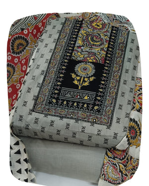 DRAVINAM Trends Women's Cambric Cotton Dress Material | Unstitch Kalamkari Printed Suit Set with Cotton Dupatta