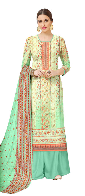 DRAVINAM Trends Pure Pashmina Siroski Work Digital Printed Unstitched Salwar Suit Material with Pashmina Printed Dupatta