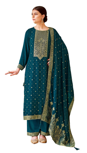 DRAVINAM Trends Women's Unstitched Pure Woolen Viscose Pashmina Jacuard Winter Wear Salwar Suit Dress Material with Premium Woolen Pashmina Jacquard Designer Jaal Shawl Dupatta