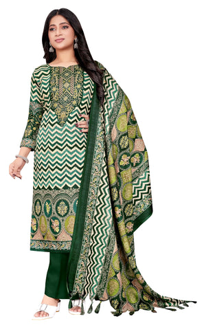 DRAVINAM Trends Women's Winter Wear Pakistani Printed Pashmina Unstitch Salwar Suit Dress Material with Pashmina Printed Shawl Dupatta