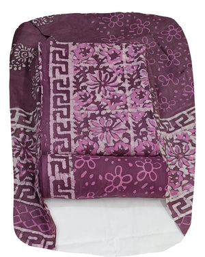 DRAVINAM Trends Hand Block Print Sanganeri Cambric Unstitched Cotton Suit Dress Material for Women with Mulmul Cotton Hand Printed Dupatta