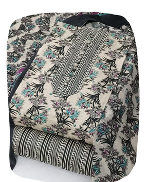 DRAVINAM Trends Women's Cambric Cotton Dress Material | Unstitch Kalamkari Printed Suit Set with Cotton Dupatta