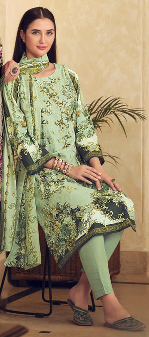 DRAVINAM Trends Unstitched Cotton Suit Pakistani Print Embroidered Dress Materials with Cotton Dupatta