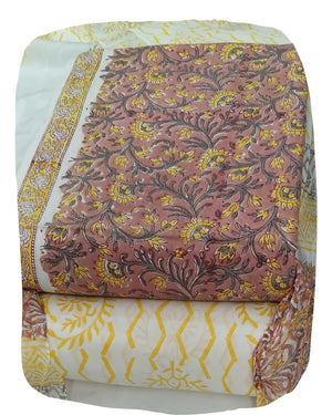 DRAVINAM Trends Hand Block Print Cambric Cotton Unstitched Salwar Suit Set for Women with Pure Chiffon Hand Printed Dupatta