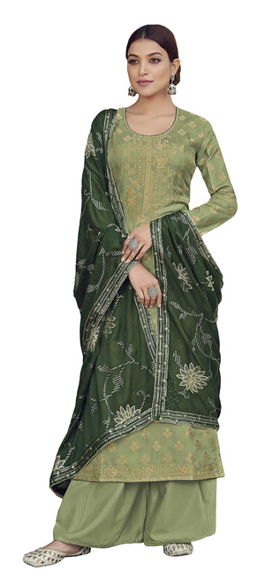 DRAVINAM Trends Women's Pure Dola Meenakari Jacquard Hand work Pakistani Suit with Pure Georgette Embroidered Dupatta