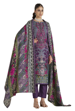 DRAVINAM Trends Pure Viscose Pashmina Unstitched Winter wear Three Piece Dress Material Set with Heavy Embroidery Work – Top, Shawl Dupatta and Bottom