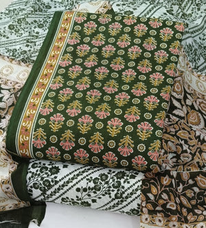 DRAVINAM Trends Jaipuri Print Cambric Cotton Unstitched Salwar Suit Dress Material for Women with Mulmul Cotton Dupatta