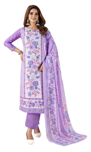 DRAVINAM Trends Women's Unstitched Salwar Suit Dress Material - Cotton Printed Hand Embroidered Kameez II Unstitched Bottoms II Cotton Dupatta