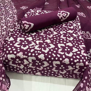 DRAVINAM Trends Unstitched Jaipuri Handmade Wax Batik Print Soft Cotton Dress Material with Dupatta