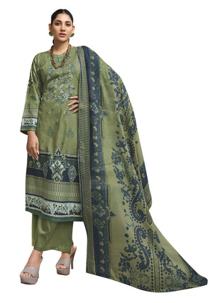 DRAVINAM Trends Women Unstitched Pakistani Print Embroidered Cotton Salwar Suit Dress Materials with Dupatta, Free Size