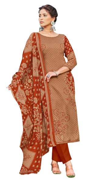 DRAVINAM Trends Women's Printed Spun Pashmina Unstitch Salwar Suit Dress Material with Printed Twill Pashmina Warm Shawl Dupatta