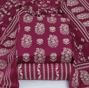DRAVINAM Trends Discharge Prints Pure Soft Cotton Unstitched Salwar Suit Dress Material with Cotton Dupatta